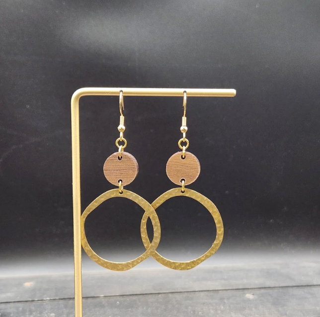 Earrings Funky Wood Brass Dangle Maya Made This SHOP MADE IN DC