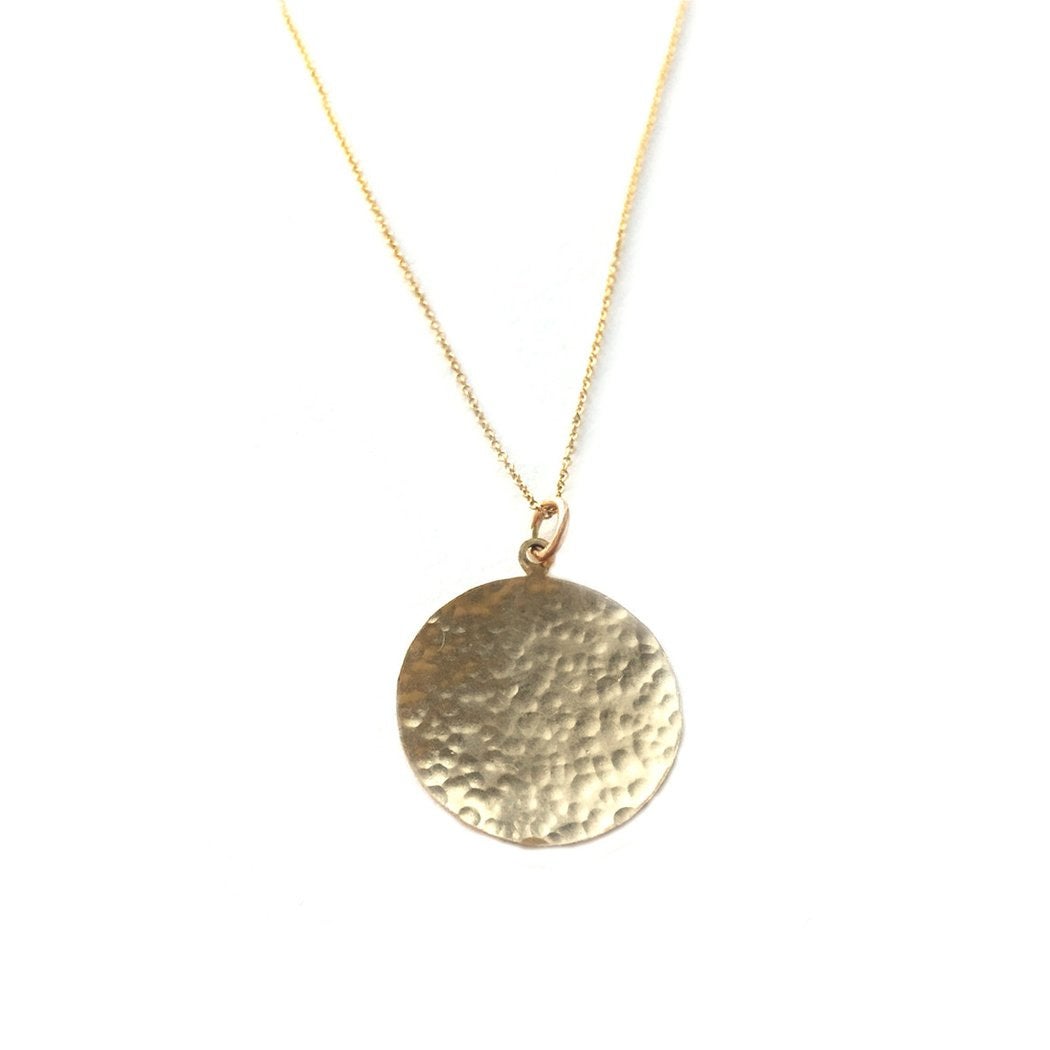 Personalised Large Hammered Disc Necklace | Merci Maman